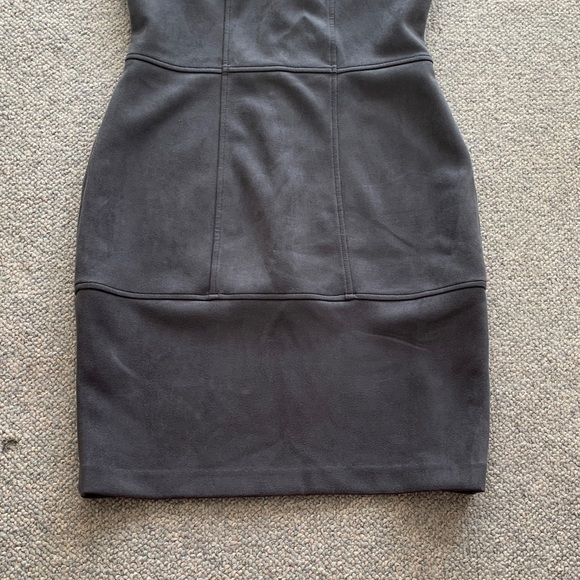 EUC DKNY Charcoal Gray Faux Suede Sleeveless Mini Dress Western Cowgirl Size 10 - Picture 6 of 9